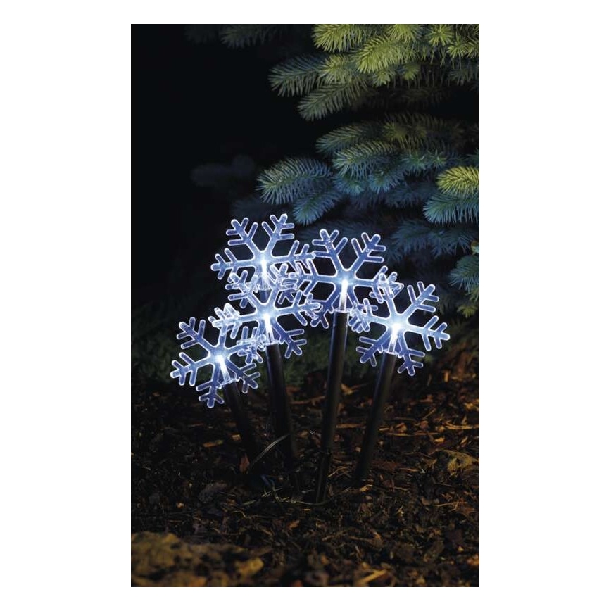 LED Vánoční venkovní dekorace 5xLED/3xAA IP44 vločky