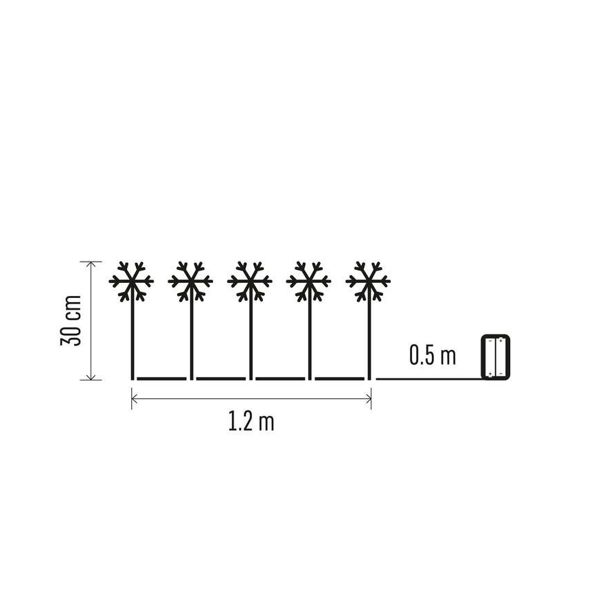 LED Vánoční venkovní dekorace 5xLED/3xAA IP44 vločky