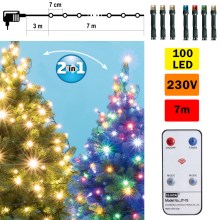 LED Vánoční venkovní řetěz 100xLED 10m IP44 teplá bílá/multicolor + dálkové ovládání