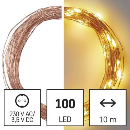 LED Vánoční venkovní řetěz 100xLED/15m IP44 teplá bílá