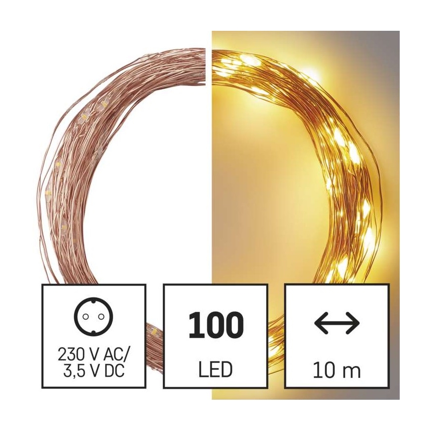 LED Vánoční venkovní řetěz 100xLED/15m IP44 teplá bílá
