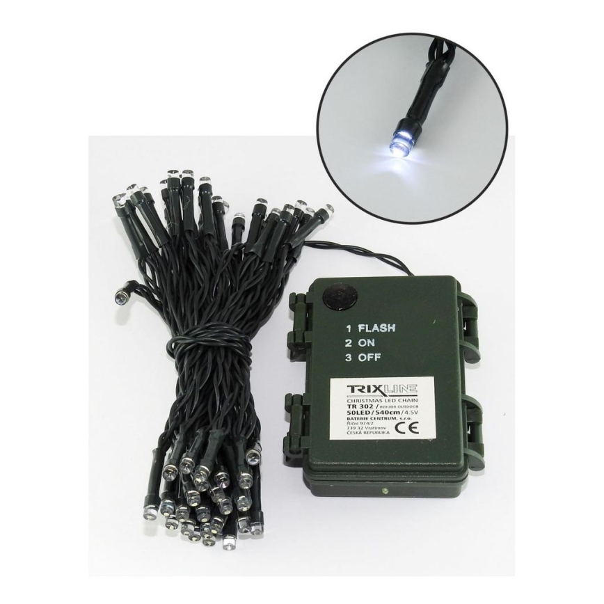 LED Vánoční venkovní řetěz 100xLED/2 funkce/3xAA 10,8m IP44 studená bílá