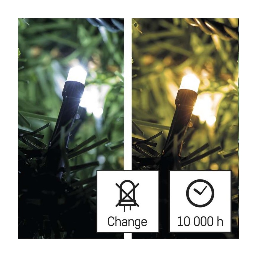 LED Vánoční venkovní řetěz 100xLED/8 módů 15m IP44 teplá/studená bílá