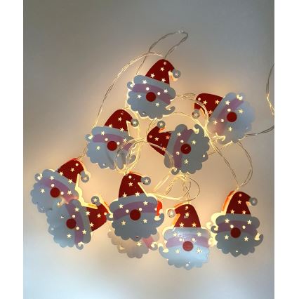 LED Vánoční venkovní řetěz 10xLED/2xAA 1,65 m IP44 teplá bílá santa