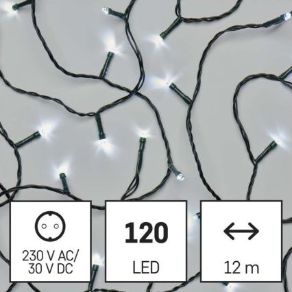 LED Vánoční venkovní řetěz 120xLED/17m IP44 studená bílá