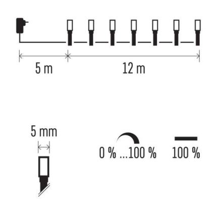 LED Vánoční venkovní řetěz 120xLED/2 funkce 17m IP44 teplá bílá/červená