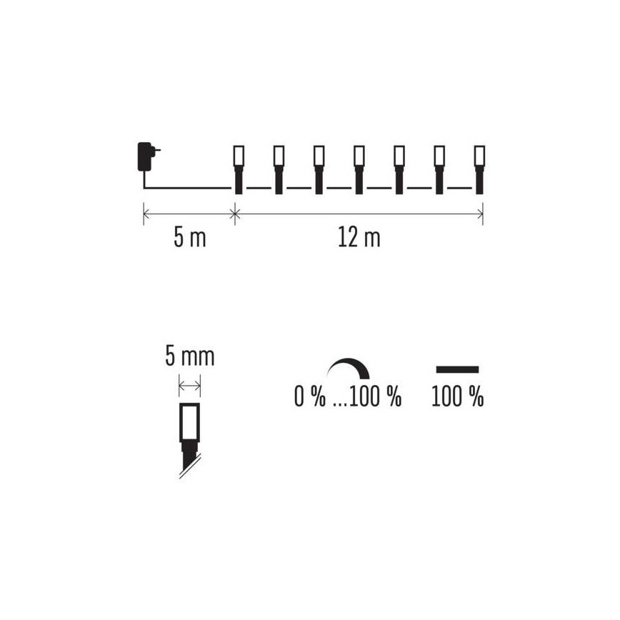 LED Vánoční venkovní řetěz 120xLED/2 funkce 17m IP44 teplá bílá/červená
