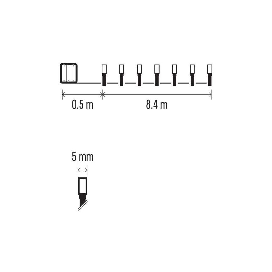 LED Vánoční venkovní řetěz 120xLED/3xAA 8,9m IP44 teplá bílá