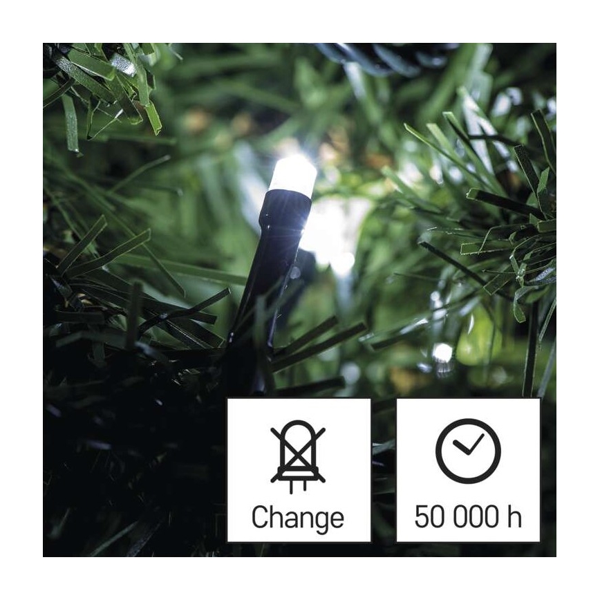 LED Vánoční venkovní řetěz 120xLED/8 módů 17m IP44 studená bílá