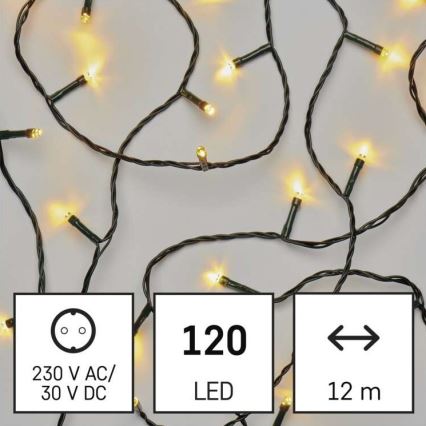 LED Vánoční venkovní řetěz 120xLED/8 módů 17m IP44 teplá bílá