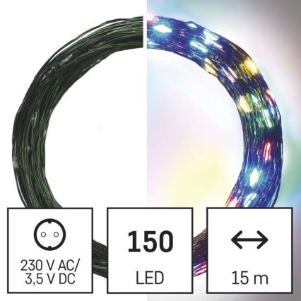 LED Vánoční venkovní řetěz 150xLED/20m IP44 multicolor