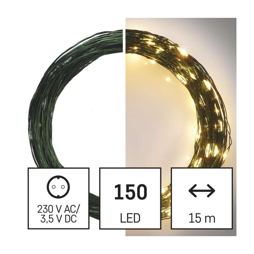LED Vánoční venkovní řetěz 150xLED/20m IP44 teplá bílá