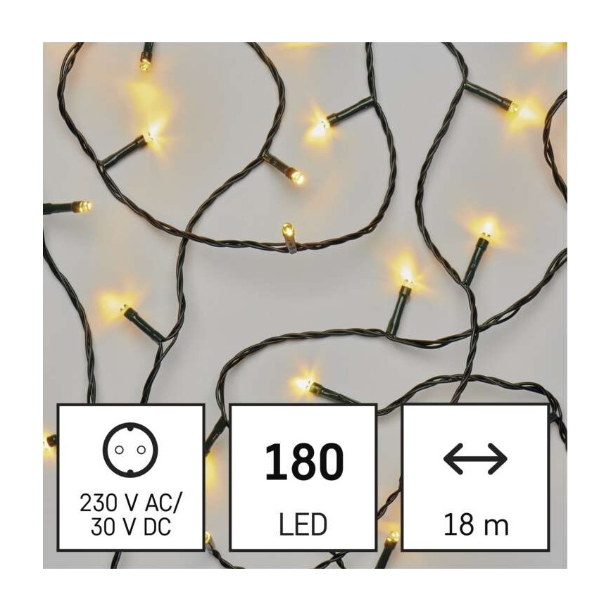 LED Vánoční venkovní řetěz 180xLED/8 módů 23m IP44 teplá bílá