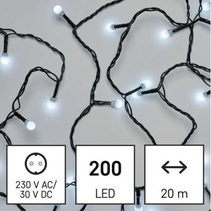 LED Vánoční venkovní řetěz 200xLED/25m IP44 studená bílá