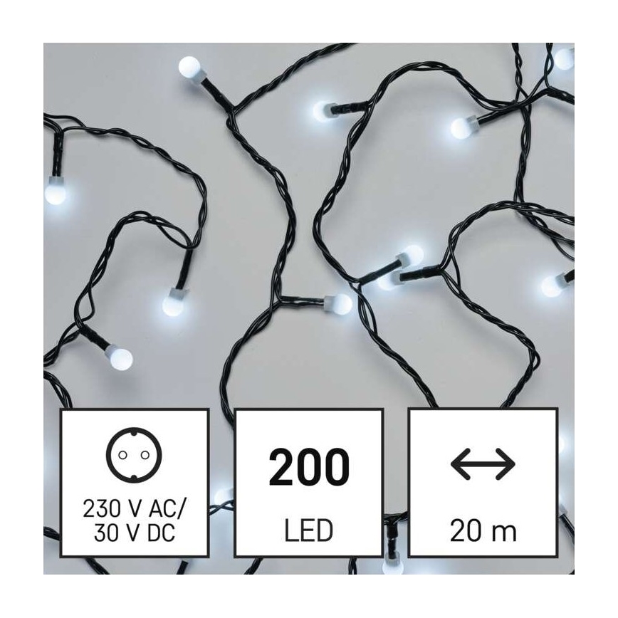 LED Vánoční venkovní řetěz 200xLED/25m IP44 studená bílá
