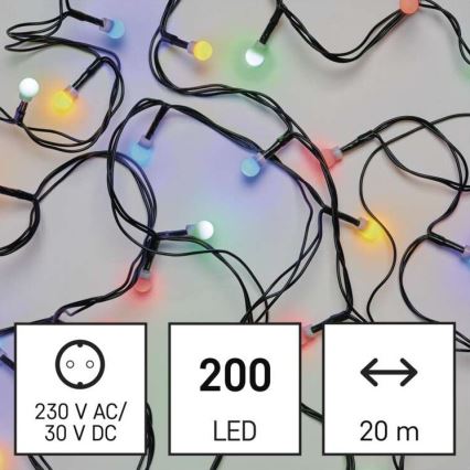 LED Vánoční venkovní řetěz 200xLED/8 módů 25m IP44 multicolor