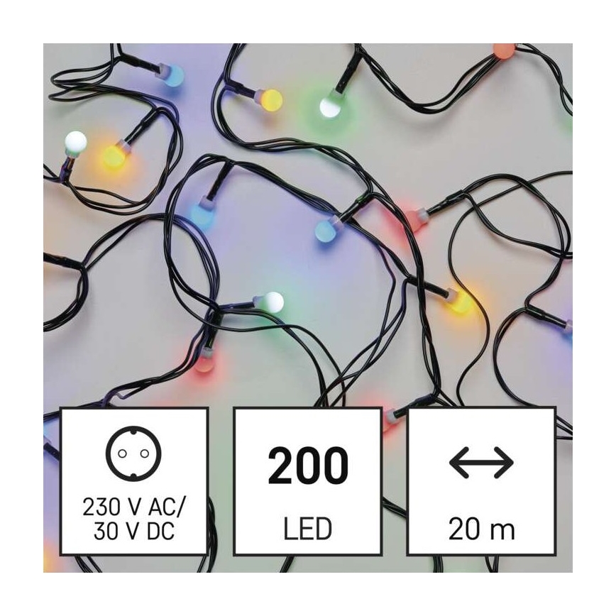 LED Vánoční venkovní řetěz 200xLED/8 módů 25m IP44 multicolor