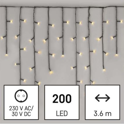 LED Vánoční venkovní řetěz 200xLED/8 módů 8,6m IP44 teplá bílá