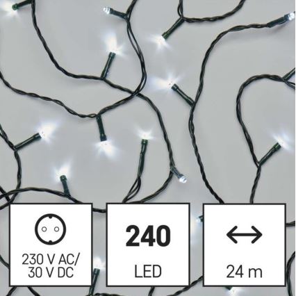 LED Vánoční venkovní řetěz 240xLED/29m IP44 studená bílá