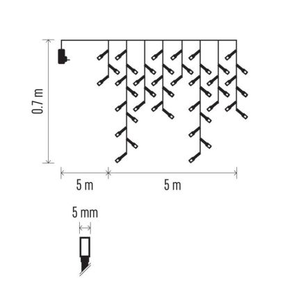 LED Vánoční venkovní řetěz 300xLED/8 módů 10m IP44 studená bílá + dálkové ovládání