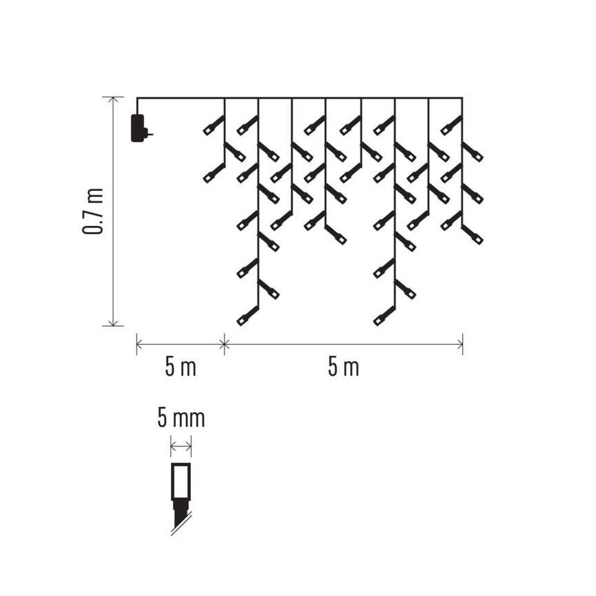 LED Vánoční venkovní řetěz 300xLED/8 módů 10m IP44 studená bílá + dálkové ovládání