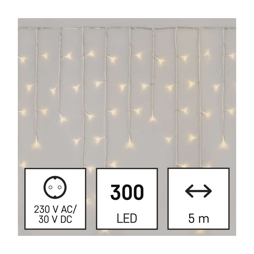 LED Vánoční venkovní řetěz 300xLED/8 módů 10m IP44 teplá bílá + dálkové ovládání