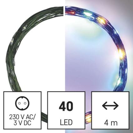 LED Vánoční venkovní řetěz 40xLED/9m IP44 multicolor