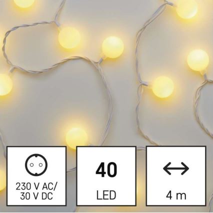 LED Vánoční venkovní řetěz 40xLED/9m IP44 teplá bílá