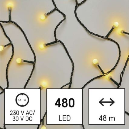 LED Vánoční venkovní řetěz 480xLED/53m IP44 teplá bílá