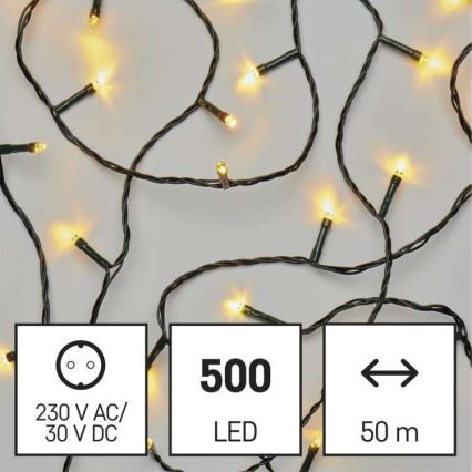 LED Vánoční venkovní řetěz 500xLED/55m IP44 teplá bílá