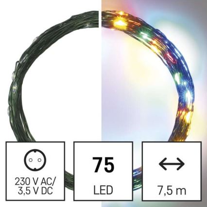 LED Vánoční venkovní řetěz 75xLED/12,5m IP44 multicolor