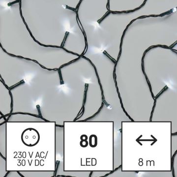 LED Vánoční venkovní řetěz 80xLED/13m IP44 studená bílá