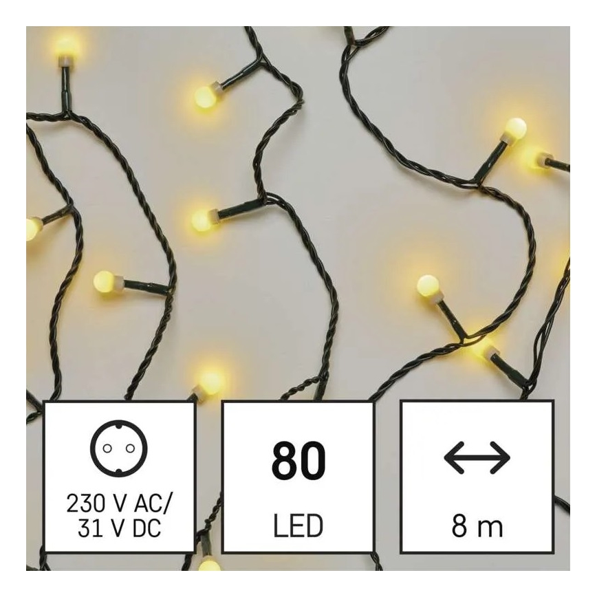 LED Vánoční venkovní řetěz 80xLED/13m IP44 teplá bílá