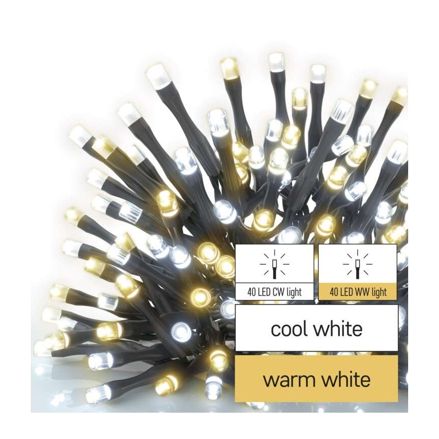 LED Vánoční venkovní řetěz 80xLED/13m IP44 teplá/studená bílá