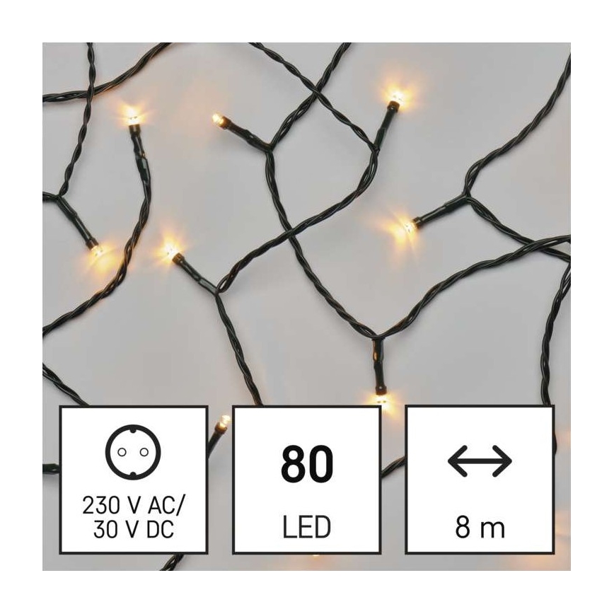 LED Vánoční venkovní řetěz 80xLED/13m IP44 vintage
