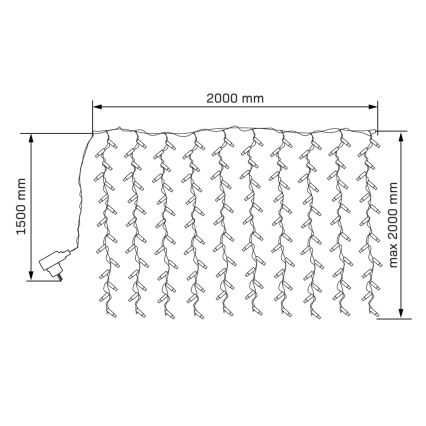 LED Vánoční závěs LONGER 150xLED/8 funkcí 3,5 m teplá bílá