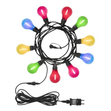 LED Venkovní dekorační řetěz 10xA60 7,5m IP44 multicolor