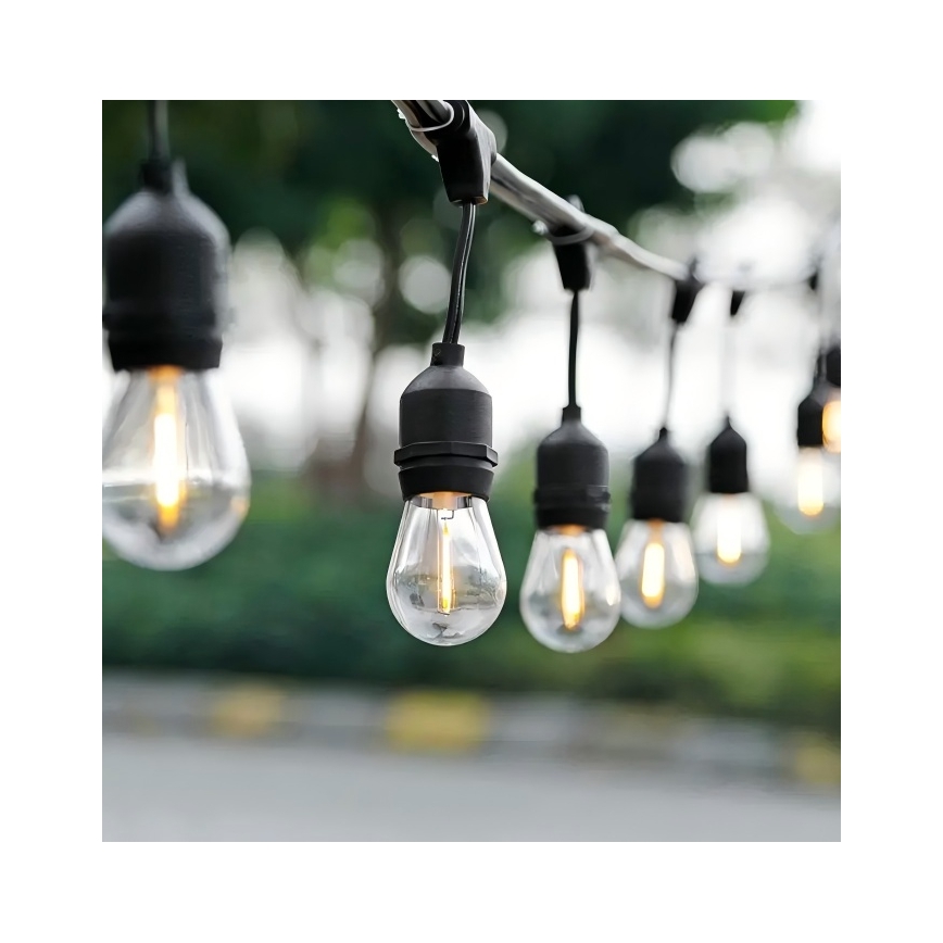 LED Venkovní dekorační řetěz 10xE27/1W/230V 10 m IP65 černá