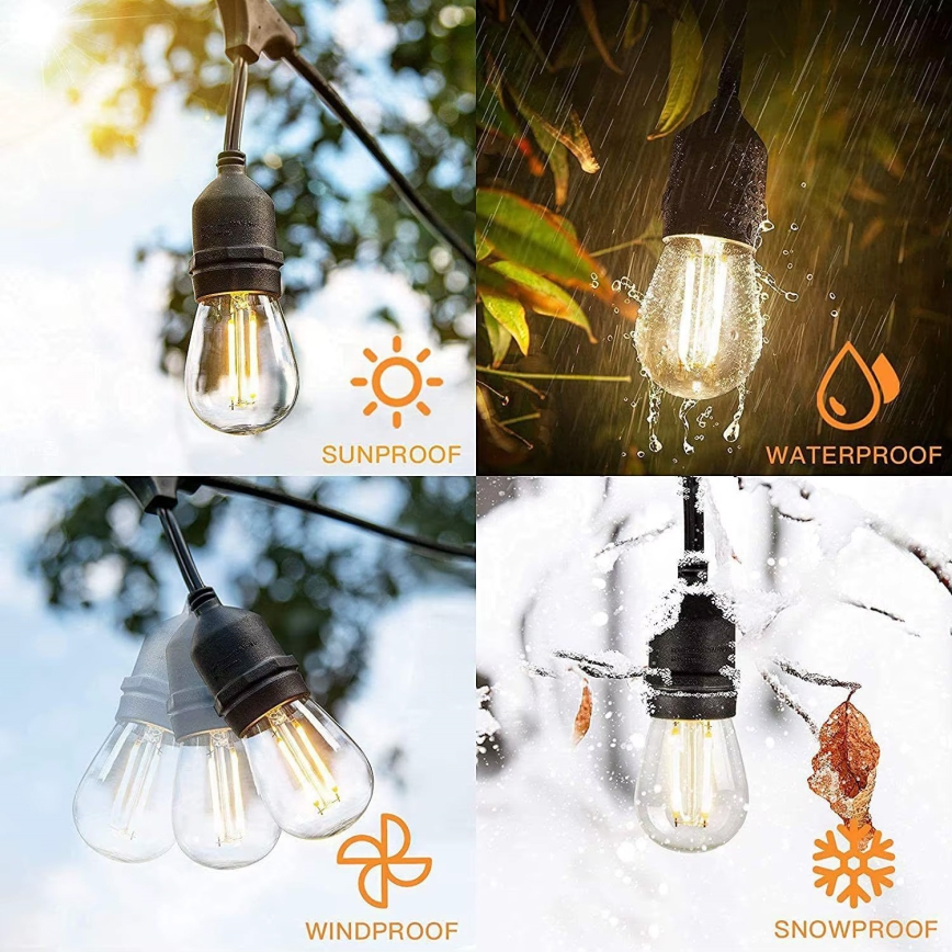 LED Venkovní dekorační řetěz 10xE27/1W/230V 10 m IP65 černá
