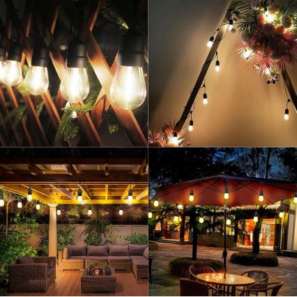 LED Venkovní dekorační řetěz 10xE27/1W/230V 6,44 m IP44 černá