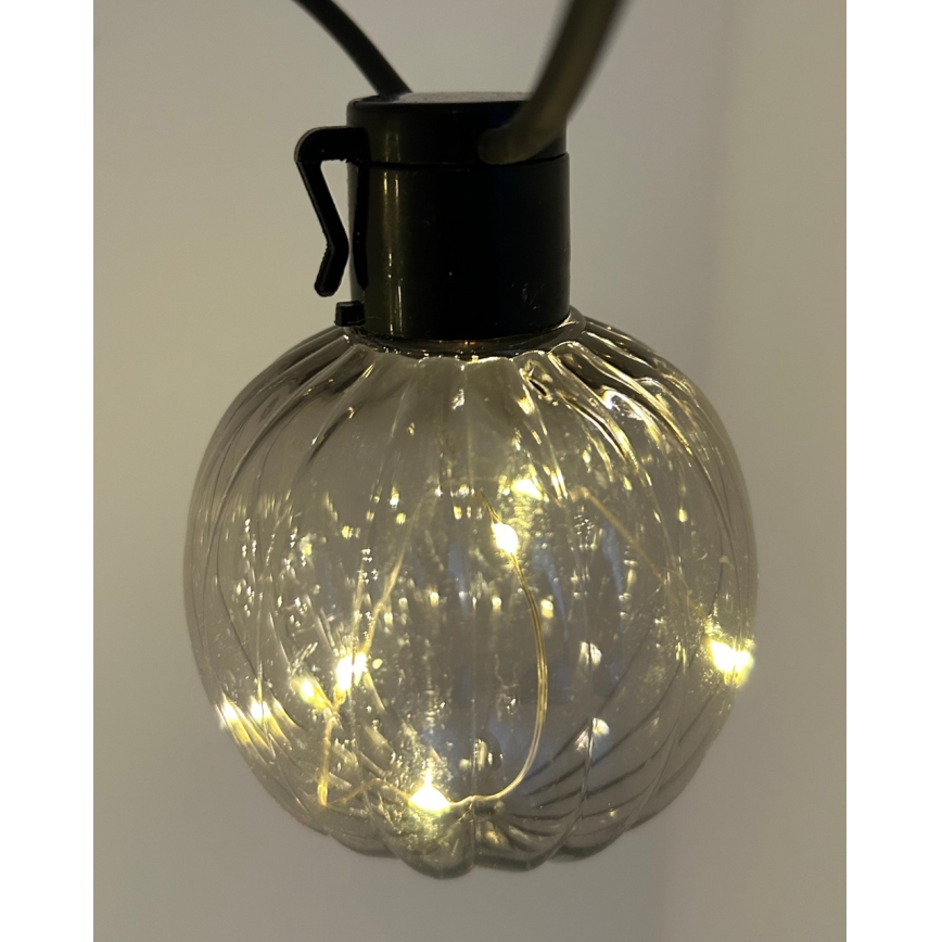 LED Venkovní dekorační řetěz 10xLED/0,15W/230V 6,8 m IP44 černá/kouřová