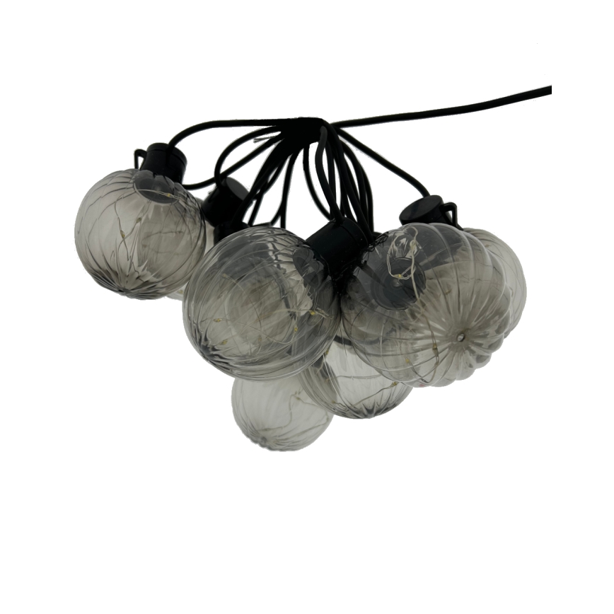 LED Venkovní dekorační řetěz 10xLED/0,15W/230V 6,8 m IP44 černá/kouřová