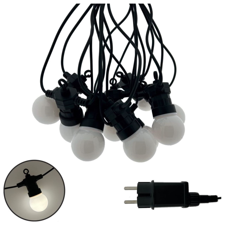 LED Venkovní dekorační řetěz 10xLED/0,36W/230V 4,5 m IP44 černá
