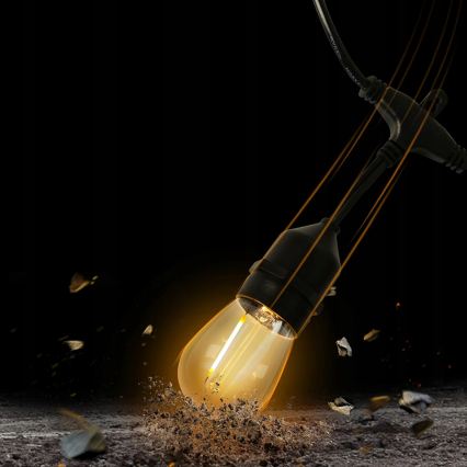 LED Venkovní dekorační řetěz 15xE27/1W/230V 15,94 m IP44 černá