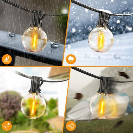 LED Venkovní dekorační řetěz 20xE12/1W/230V 20 m IP65 černá