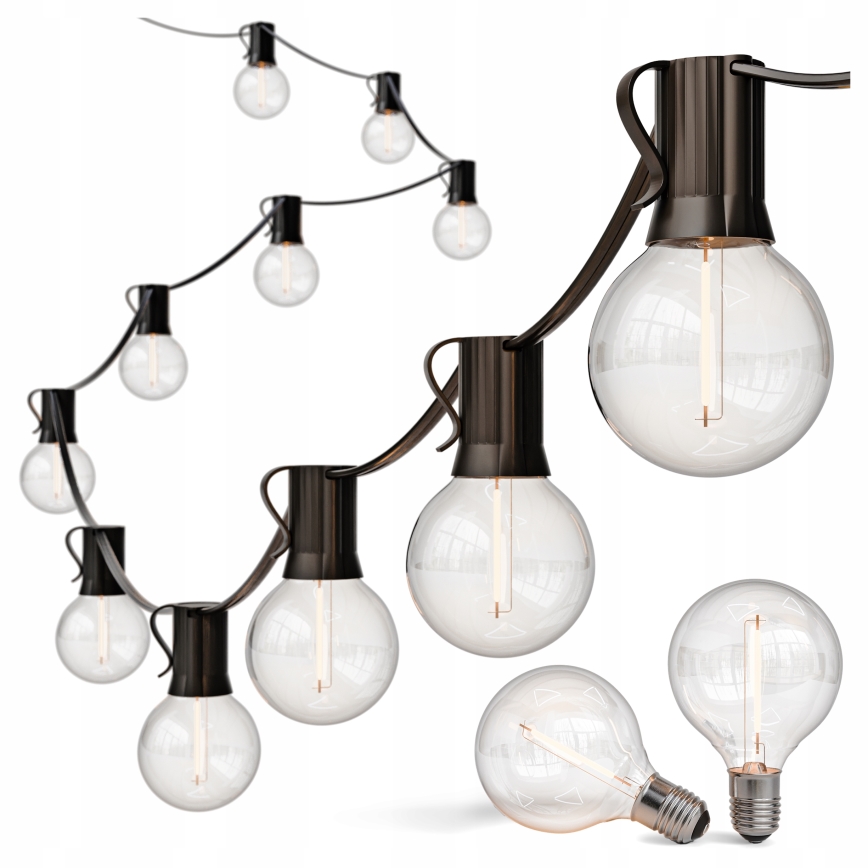 LED Venkovní dekorační řetěz 20xE12/1W/230V 20 m IP65 černá