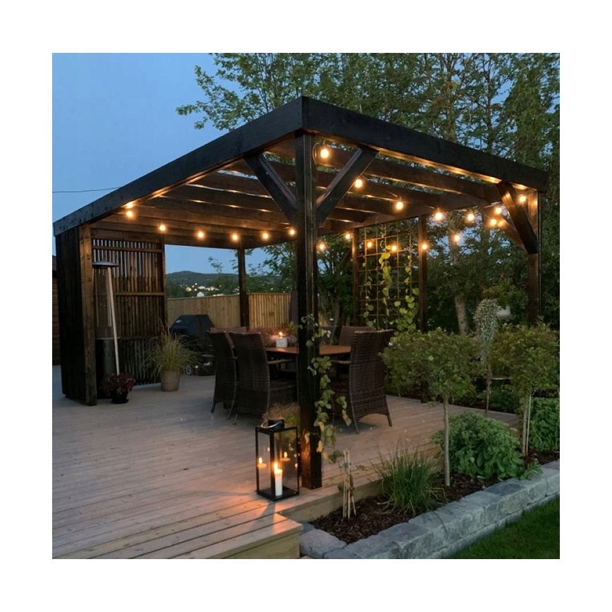 LED Venkovní dekorační řetěz 20xE27/1W/230V 20,94 m IP44 černá