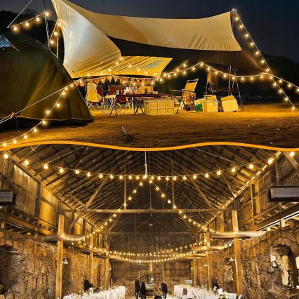 LED Venkovní dekorační řetěz 25xE12/1W/230V 17,5 m IP65 černá