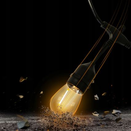 LED Venkovní dekorační řetěz 30xE27/1W/230V 16,44 m IP44 černá