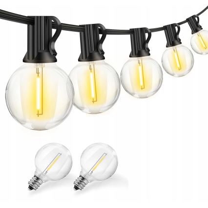 LED Venkovní dekorační řetěz 36xE12/1W/230V 22,35 m IP65 černá